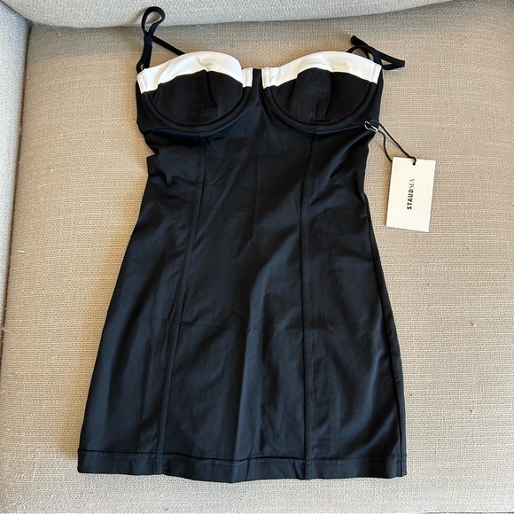 NWT Staud Maeve Swim Dress - Blk/Whit - Picture 6 of 10
